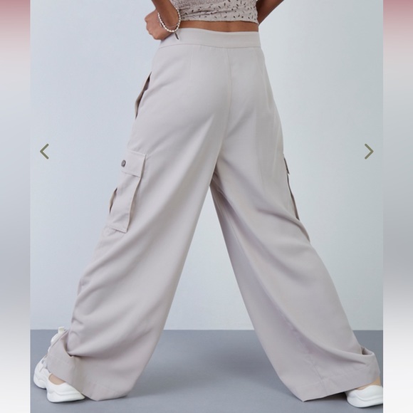 NUON high waist wide leg cropped Tanya pants light tan Sz 28 pants new - Picture 15 of 16